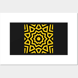 HIGHLY Visible Yellow and Black Line Kaleidoscope pattern (Seamless) 18 Posters and Art